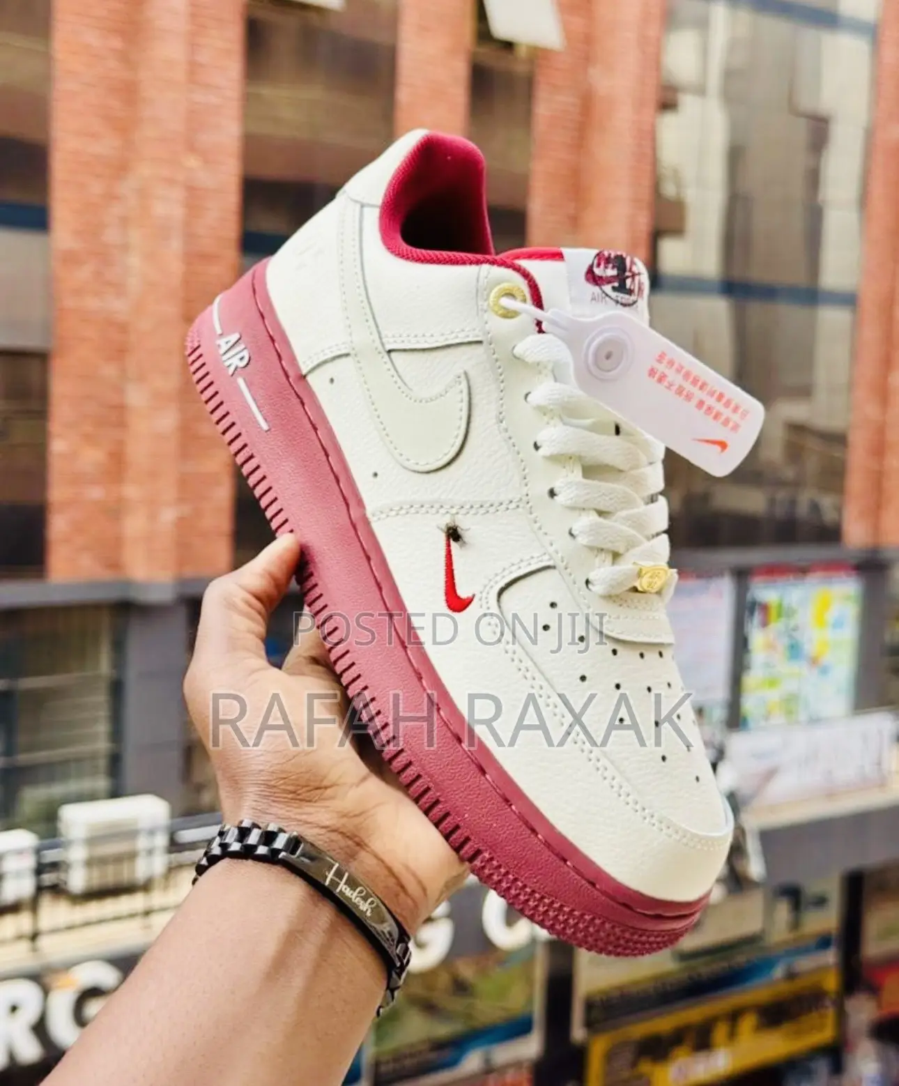 Nike Air Force 1 Low Beige Maroon Sole Sneaker