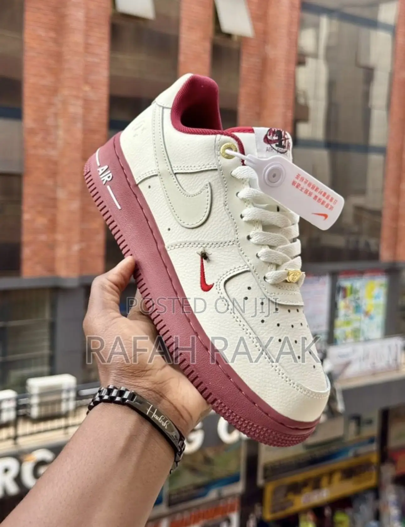 Nike Air Force 1 Low Beige Maroon Sole Sneaker