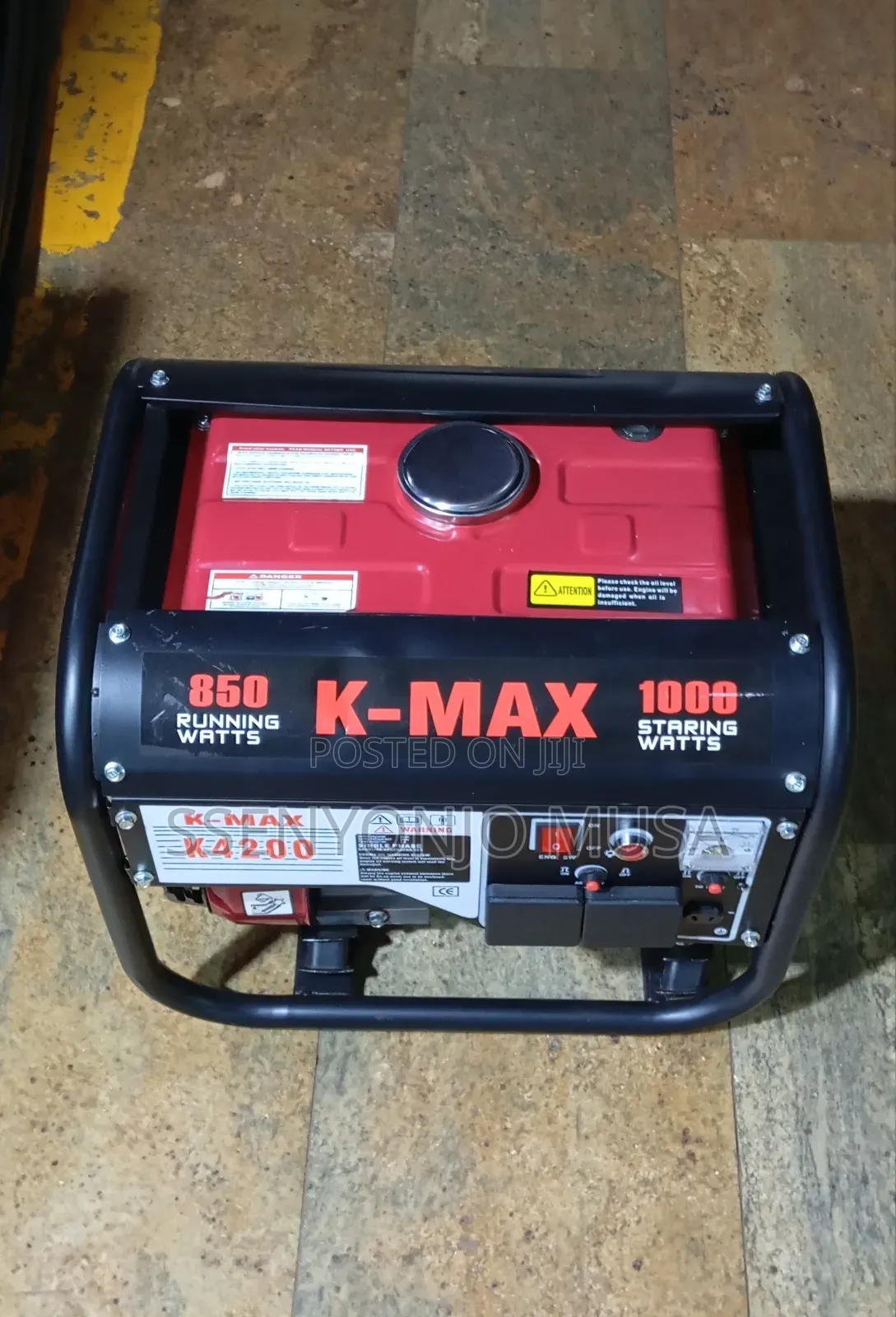 K-Max 850w Running 1000w Peak Gasoline Generator