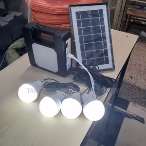 Mini Solar Lighting System With 5 Lights - Black