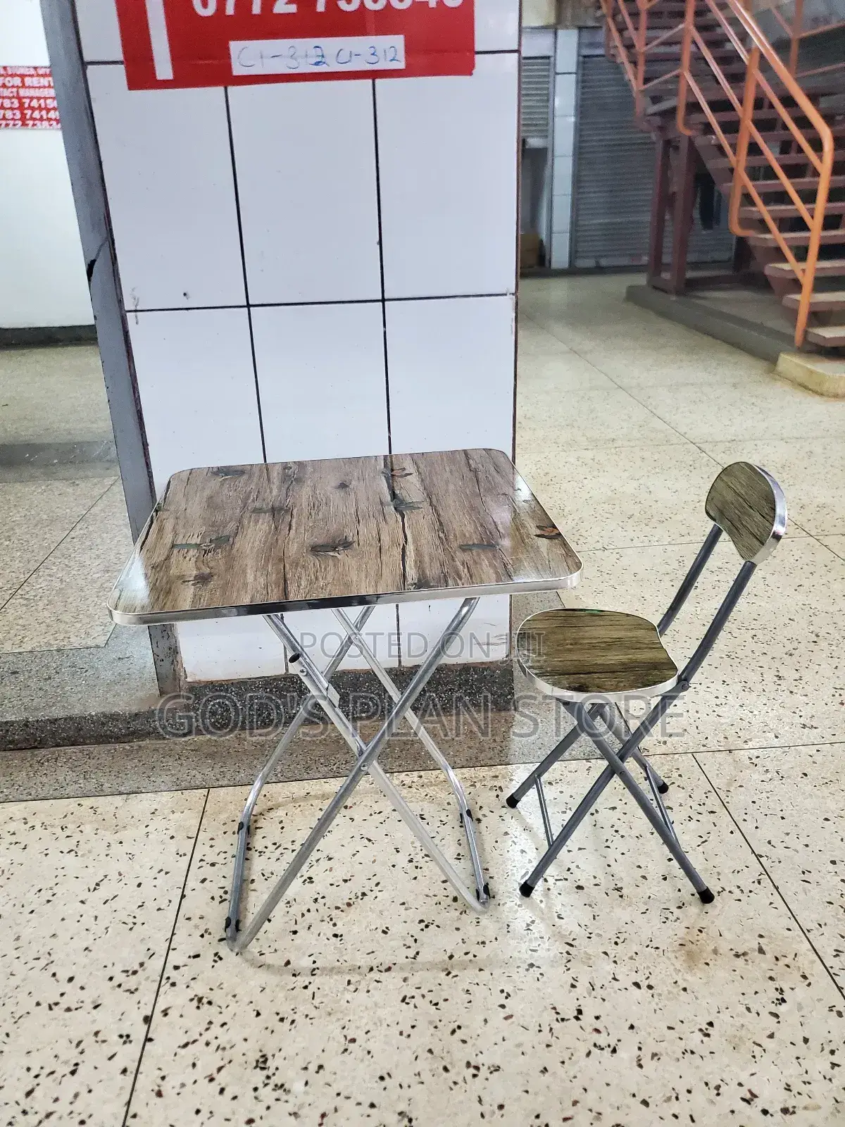 Reading Table With Foldable Legs and Chair