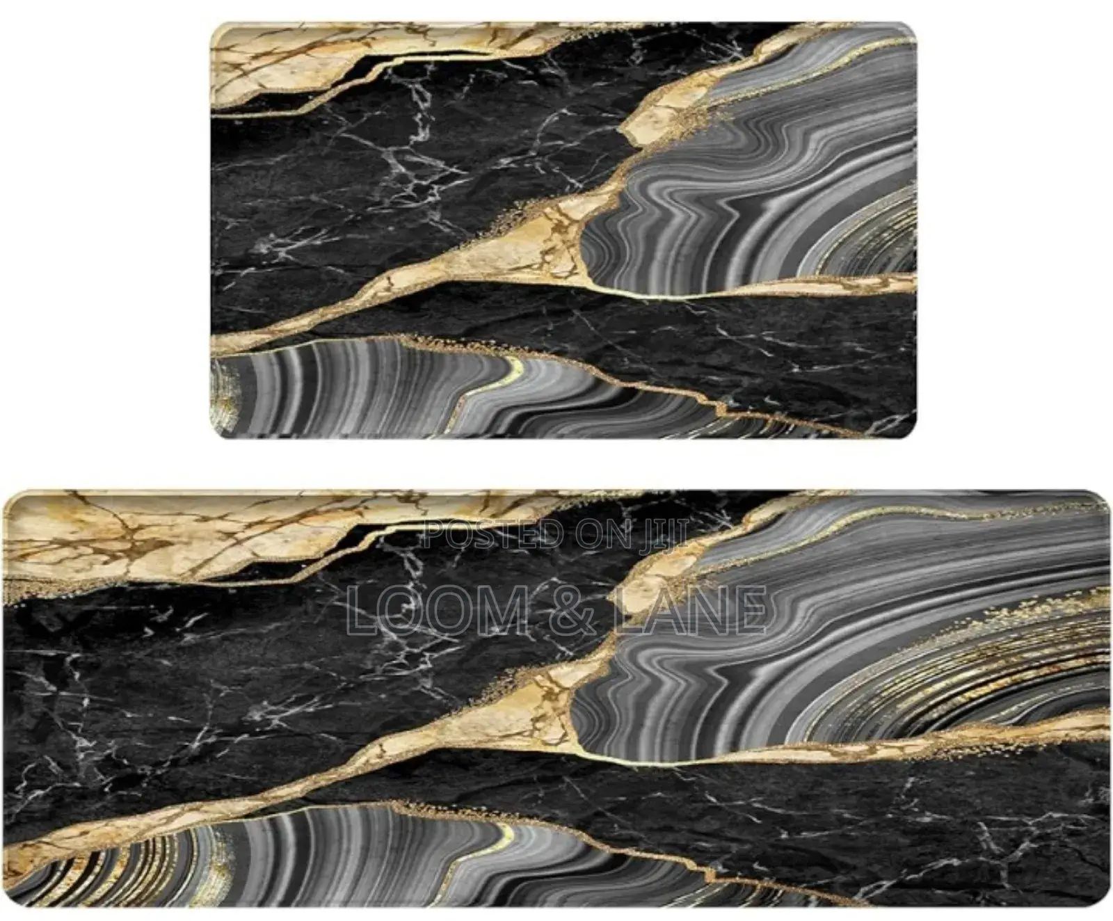 Fashionable Striped Marble Kitchen Rug