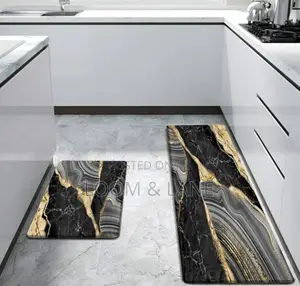 Fashionable Striped Marble Kitchen Rug