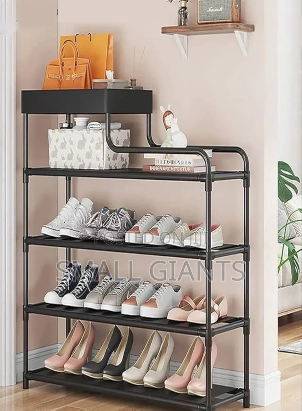 5- Layers Black Multifunction Shoes Rack