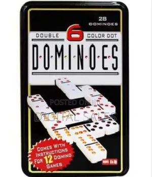 Double 6 Black Dot Dominoes Set With Metal Tin Case