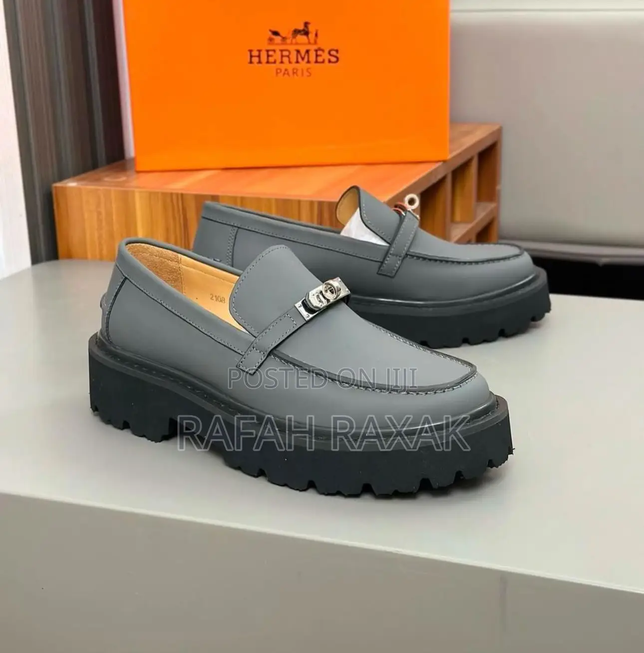 Original Classic Men’S Gray Hermes Luxury Loafers