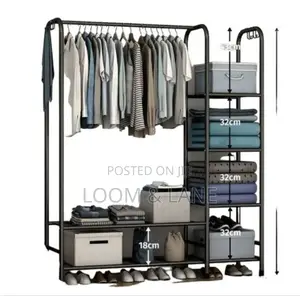 Carbon Steel Double Pole Coat Rack