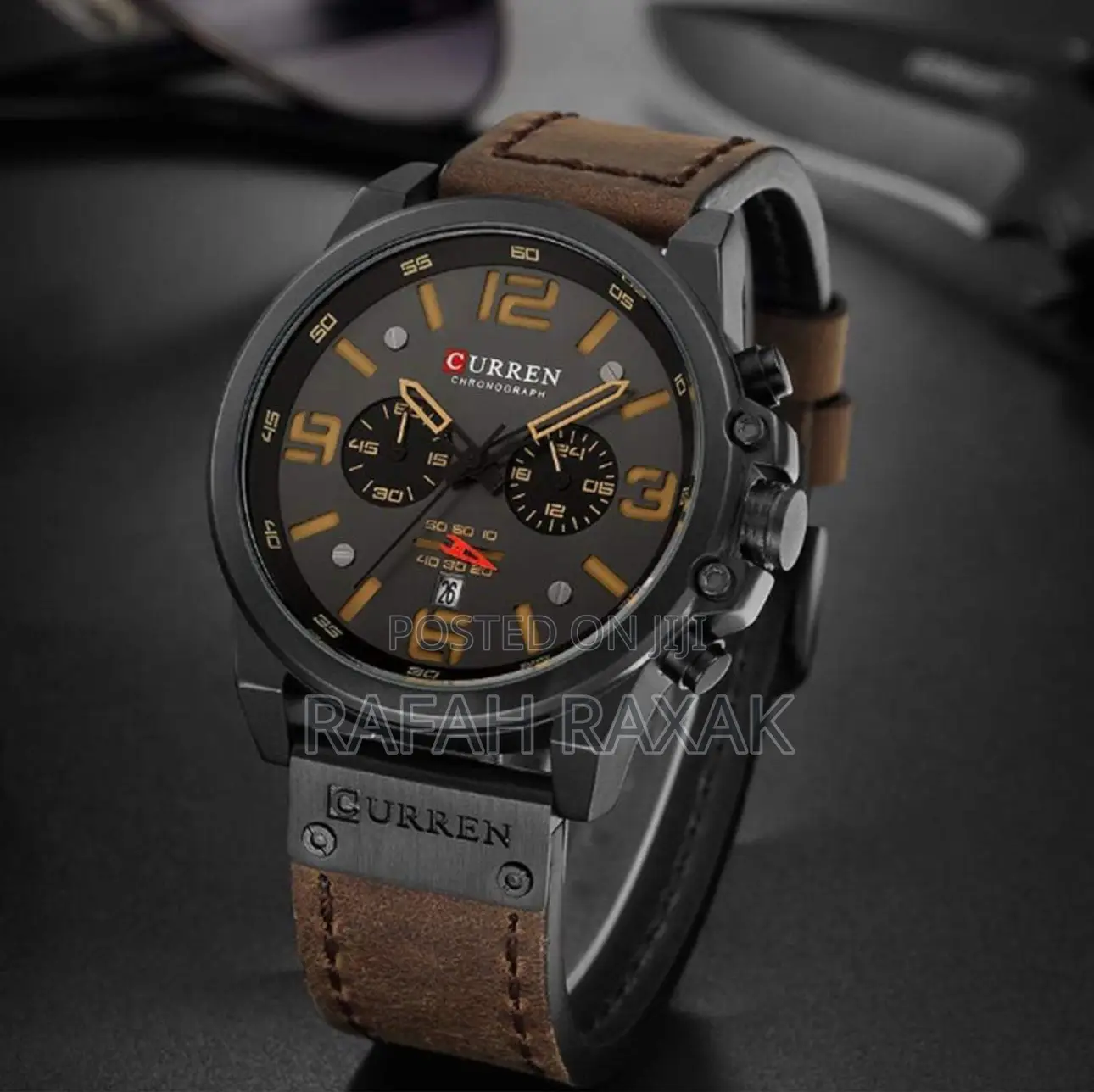 Original Men’S Curren Chronograph Coffee Brown Leather Watch