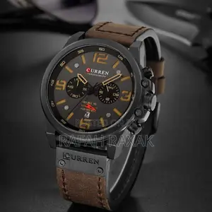 Original Men’S Curren Chronograph Coffee Brown Leather Watch