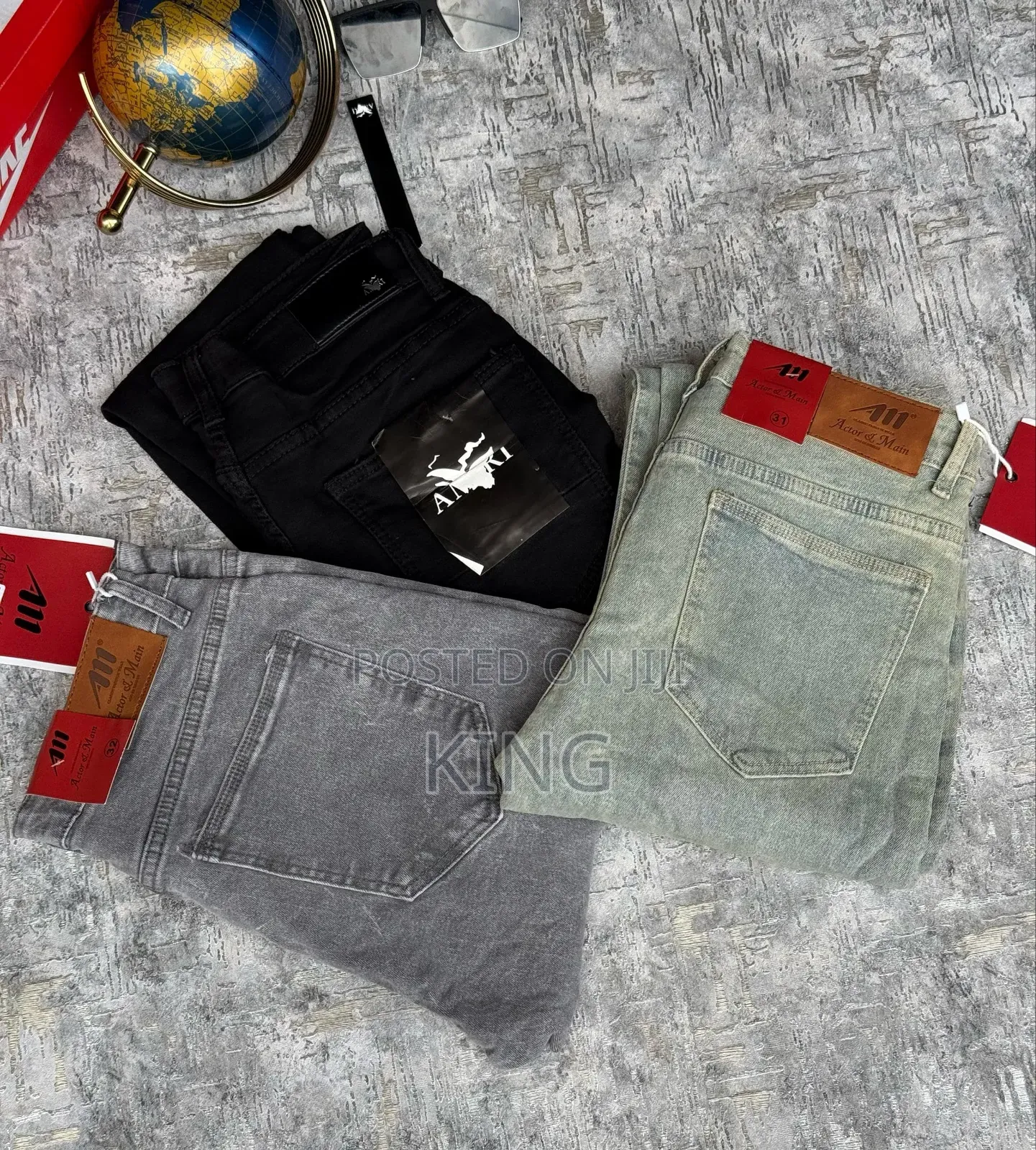 Denim Jeans. 3piece. Black/Grey/Brown