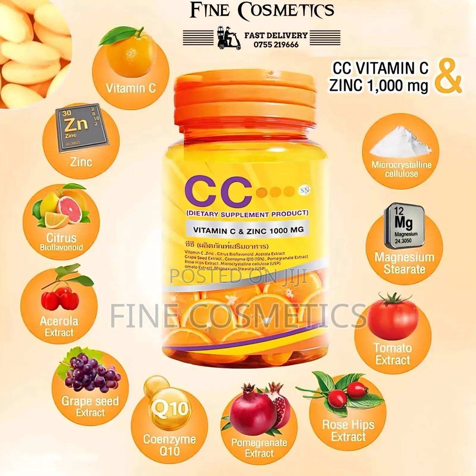 New Ascorbic Cc Plus Zinc 1000mg Vitamin C Pill for Skin Etc