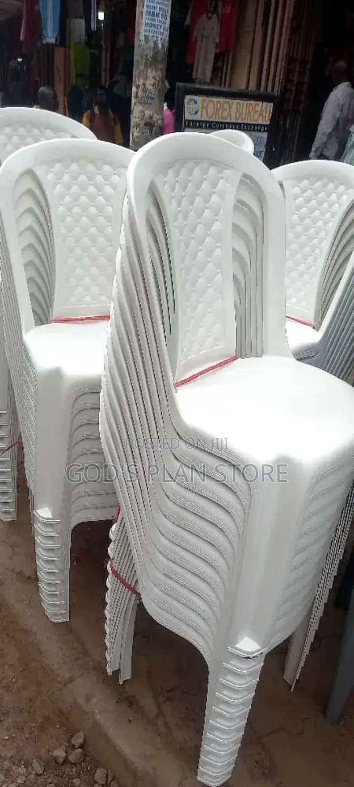 Armless White Plastic Chairs A023