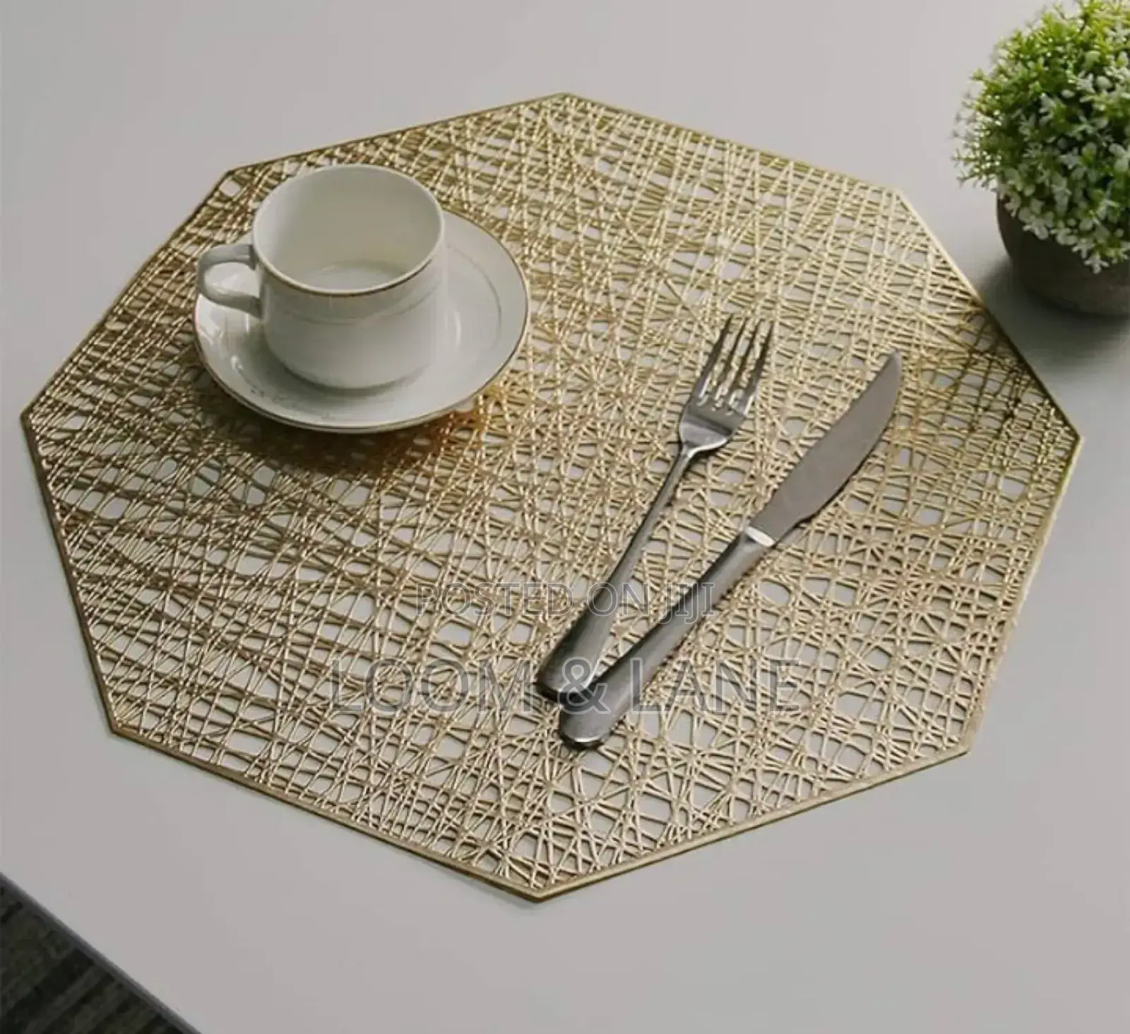 Gold Octagonal Woven Placemats