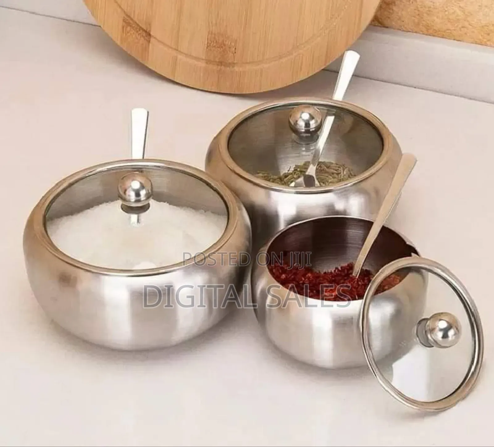 Stainless Steel Sugar Bowl With Lid and Spoon 1pc