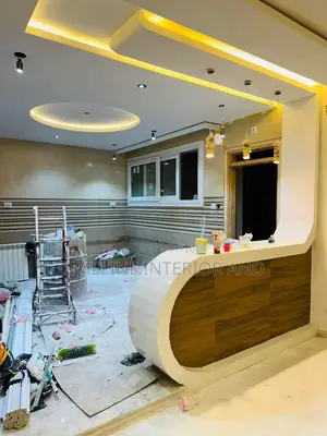 Gypsum Ceiling With an Lsland.