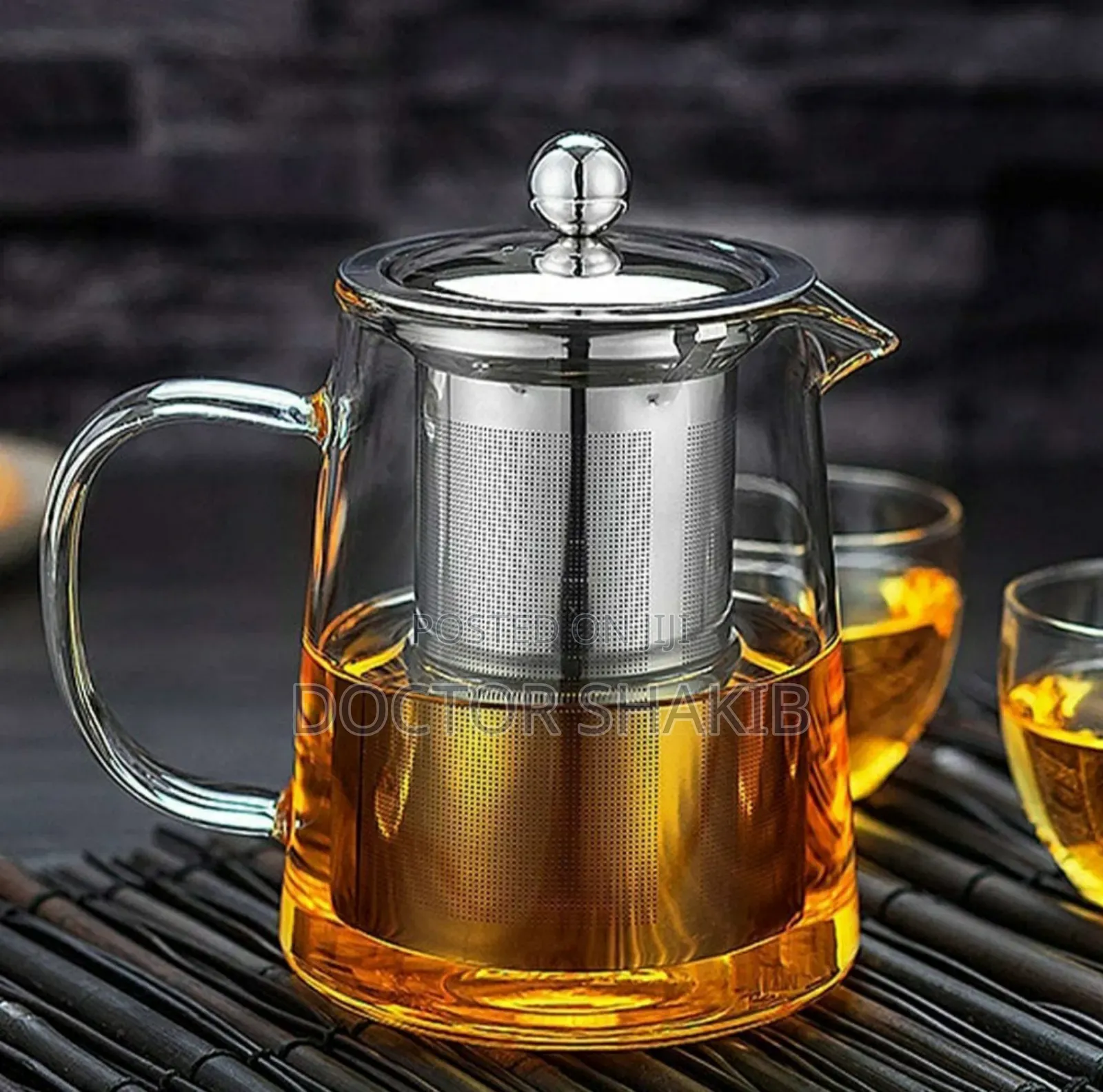 950ml Transparent Round Borosilicate Glass Tea Kettle