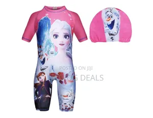 Girls Swimming Costume One Piece With Cap - Multicolor Vary
