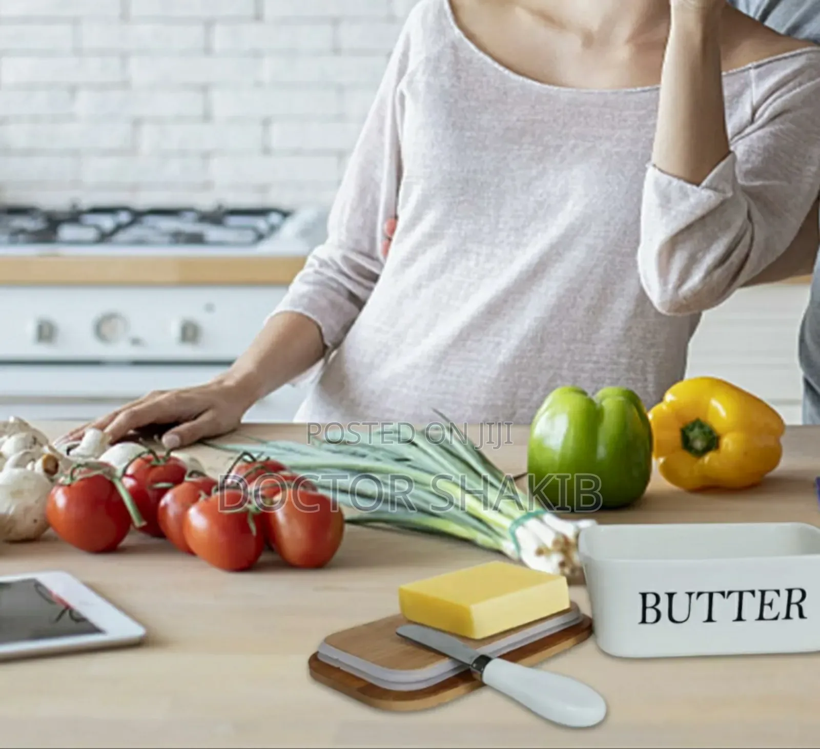 Brand New Ceramic Butter Dish and Knife
