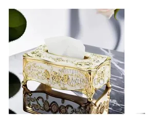 Golden- White Tissue Holder Box