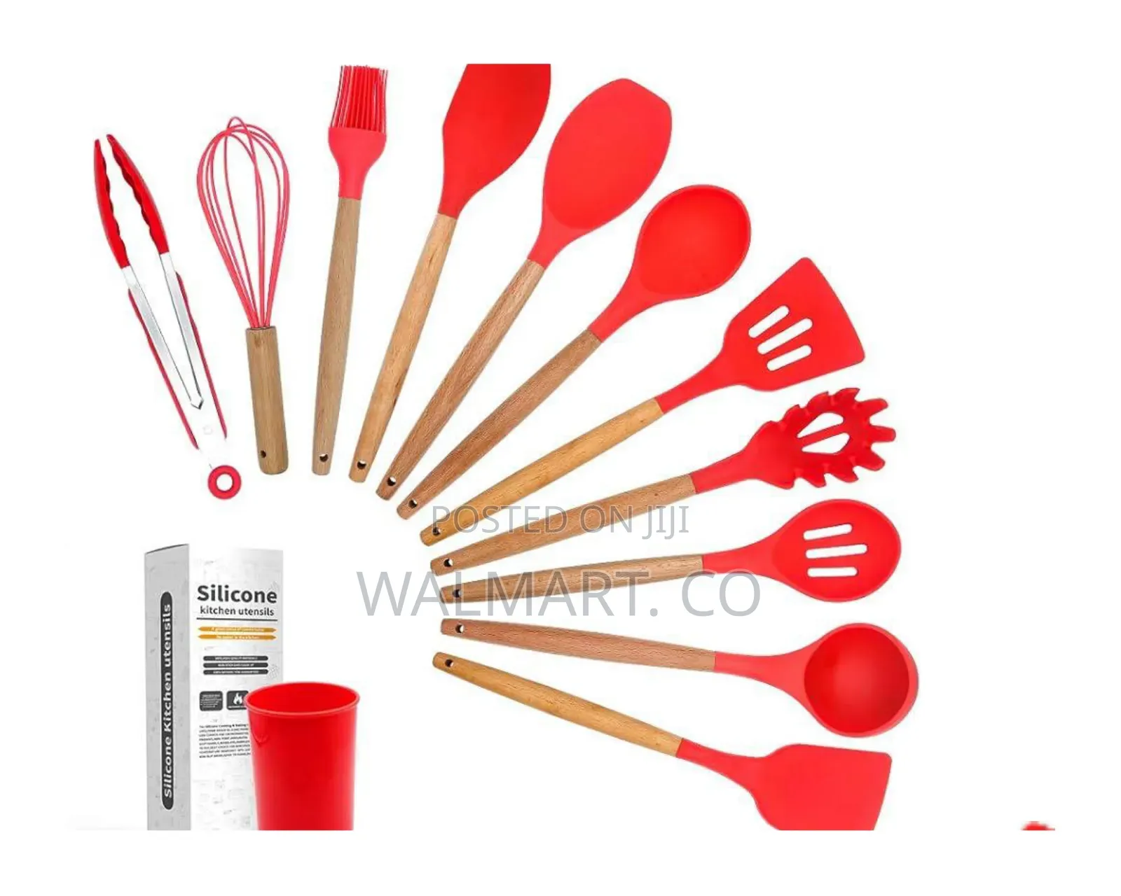 Silicone Wooden Kitchen Utensil Set