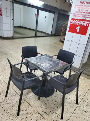 Restaurant/Bar Plastic Chairs and Table (Black)