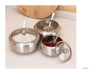 Stainless Steel Sugar Bowl With Lid and Spoon