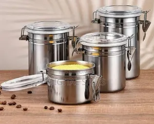 4-Piece Stainless Steel Canister Storage