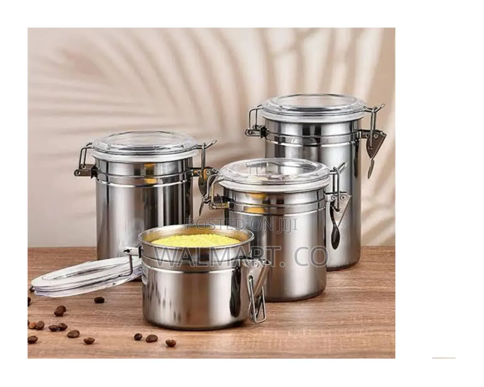 4 Piece Stainless Steel Food Storage Canisters