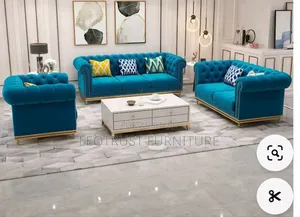 Sofa Set Blue Color  With Nice Pillows
