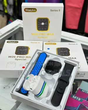 W26 Pro Max Smartwatch Series 8 Combo With Airpods, Watch - Black