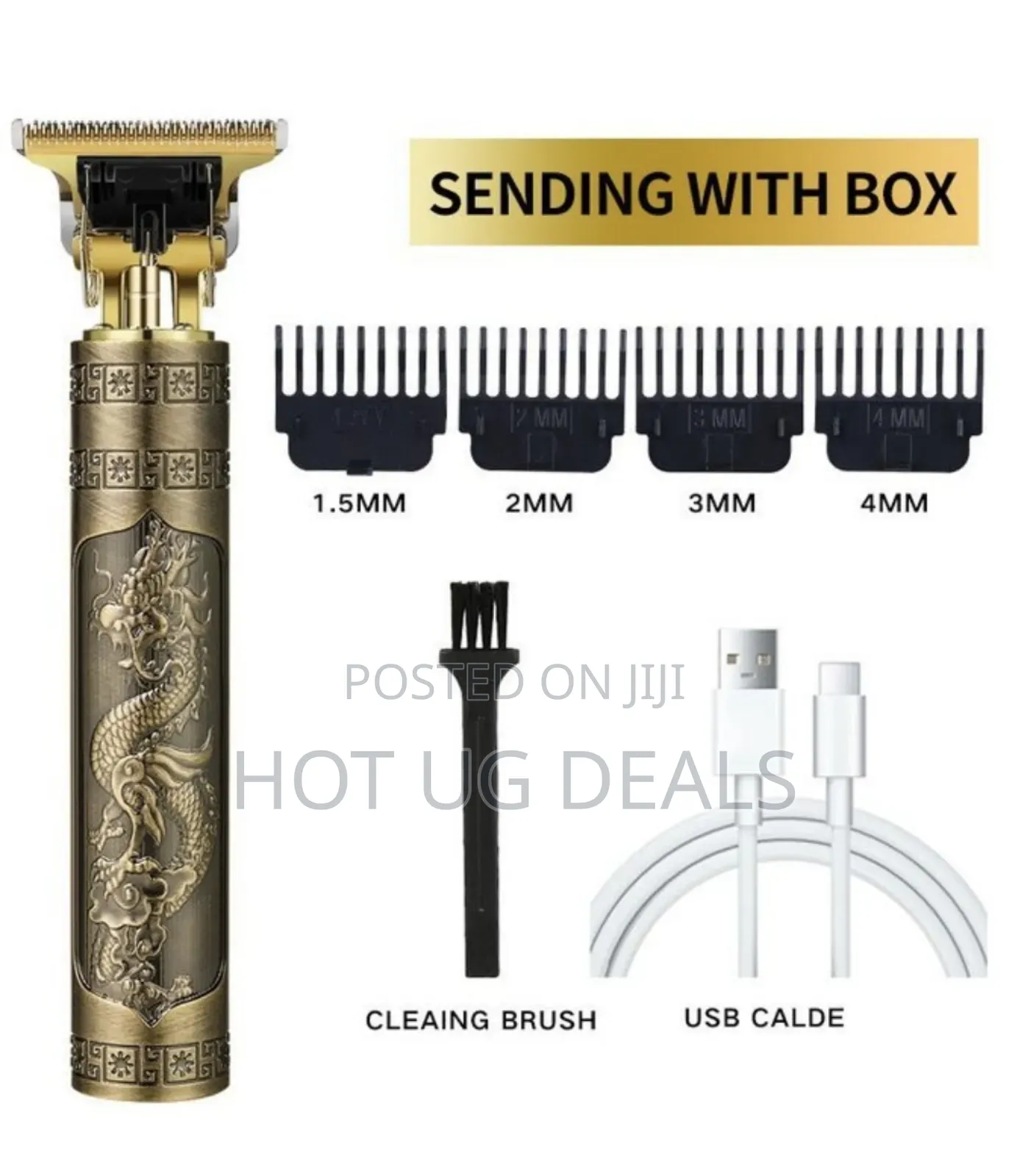 Rechargeable Metal Hair Shaving Clipper - Gold