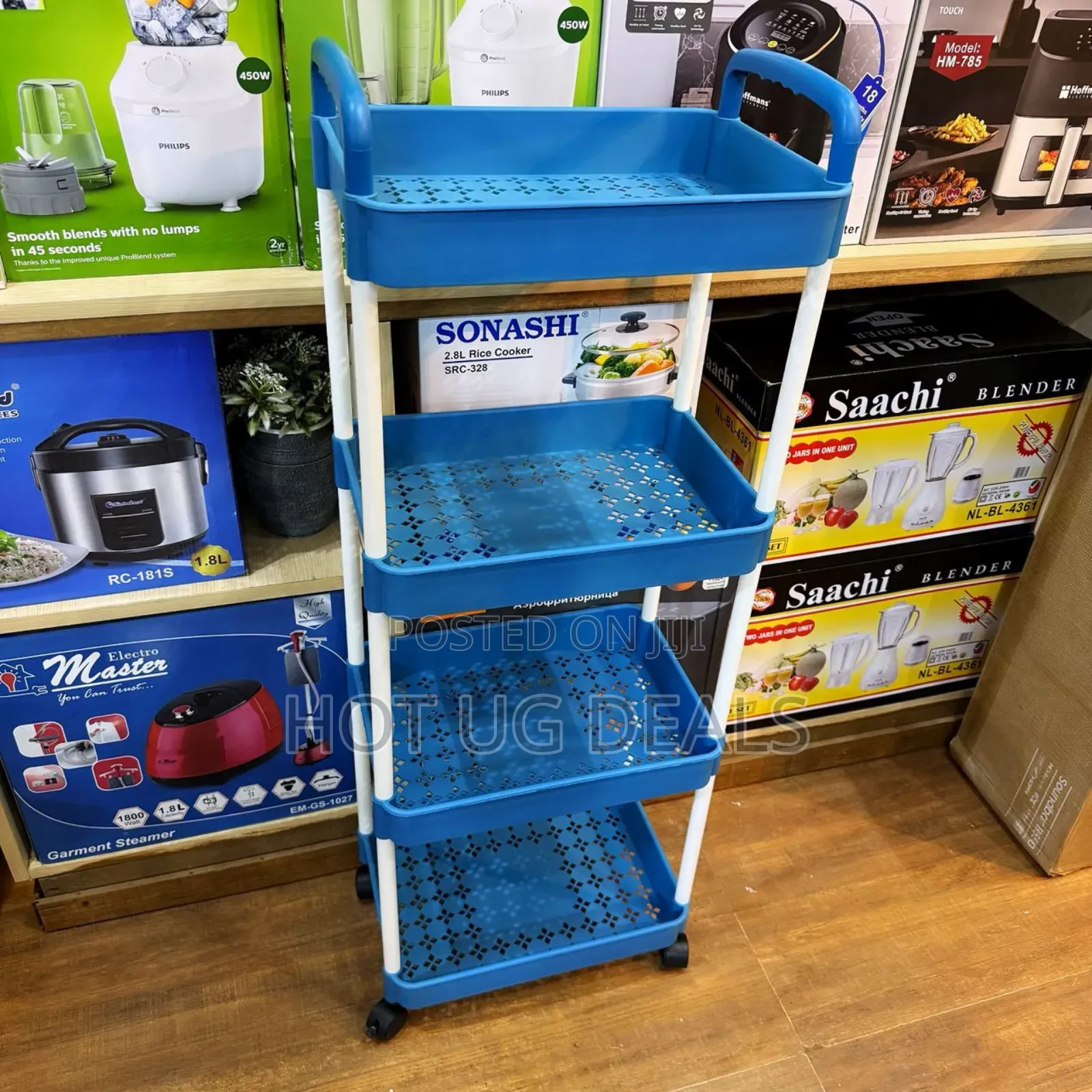3-tier Plastic Rolling Utility Rack Organizer With Trolleys