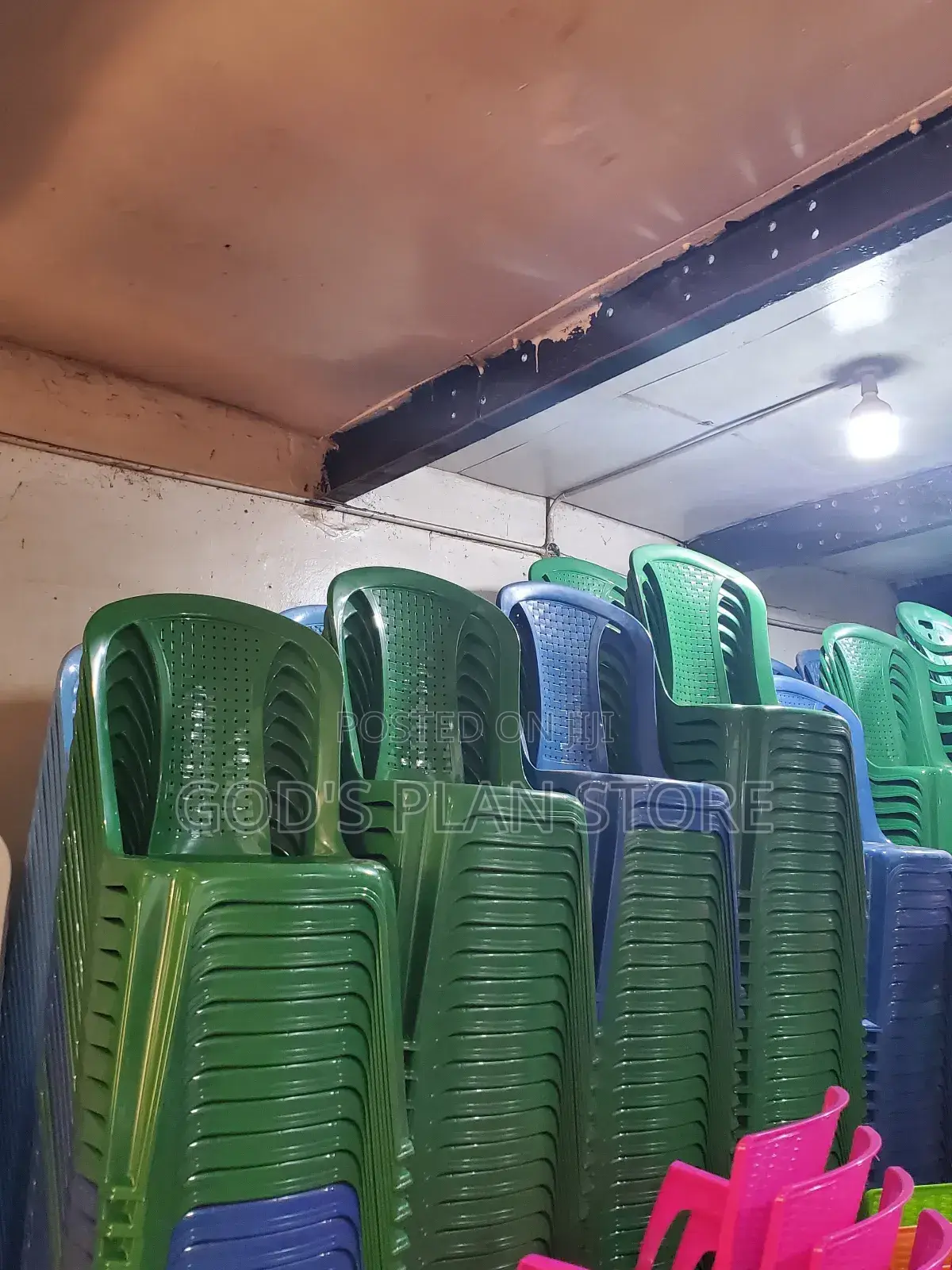 Green, Blue Plastic Chairs Plastic Chairs (Armless)