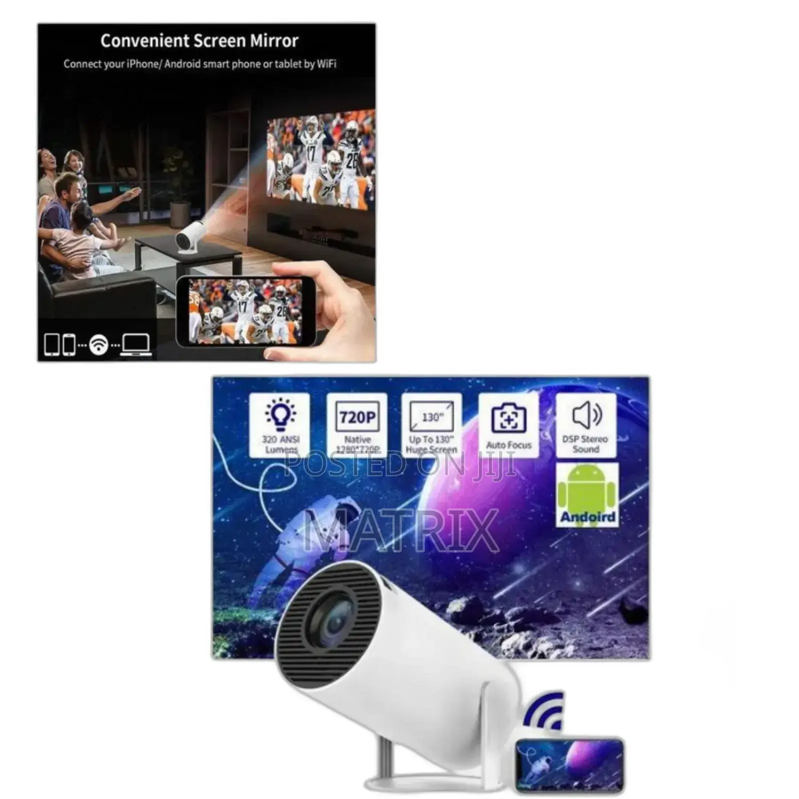 Smart Wireless Projector Wifi Bluetooth Projector Supported