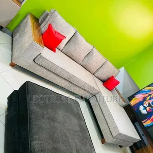 L Shaped Sofa Set in Light Gray