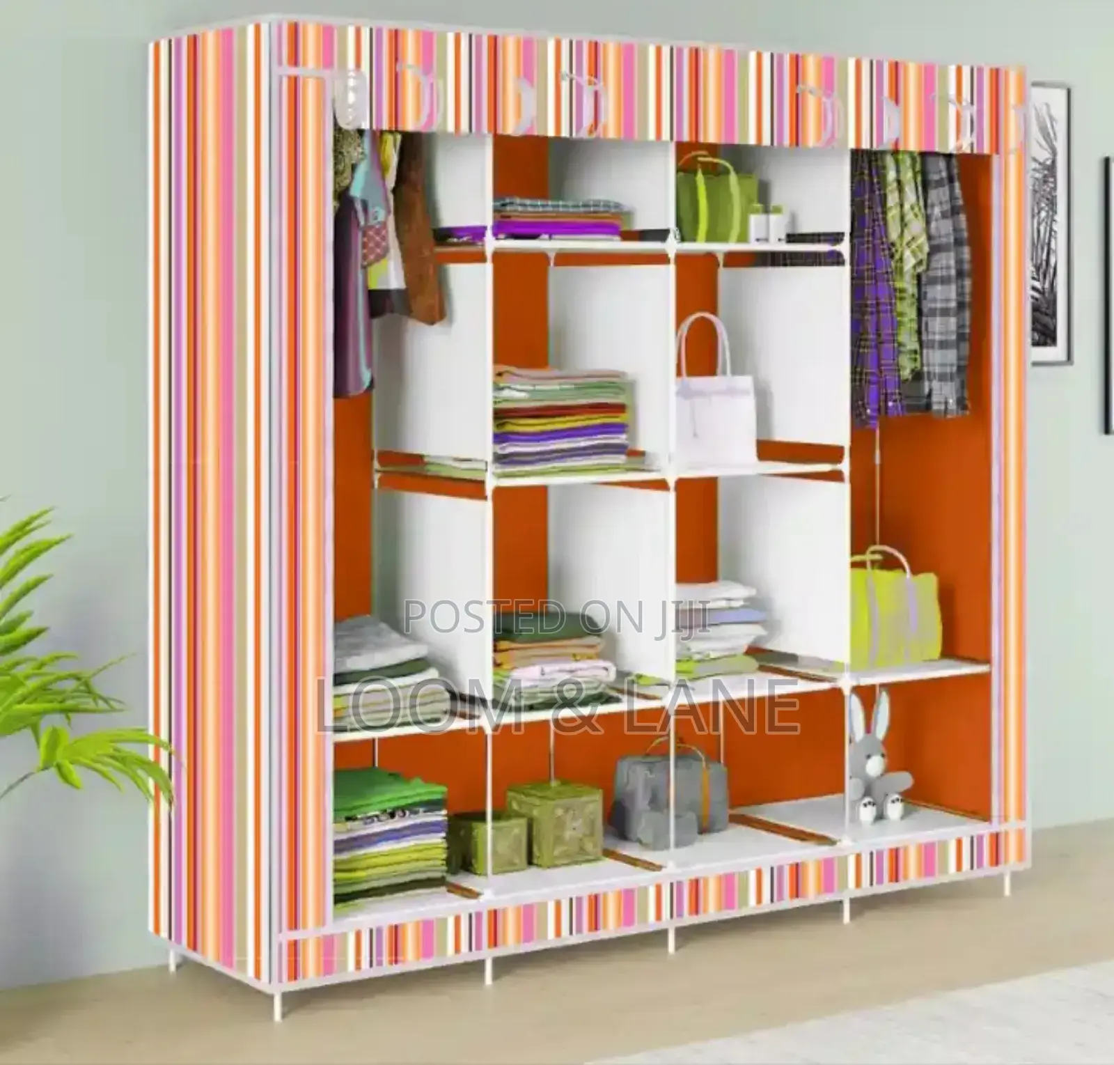 Wood Printed Indoor Foldable Wardrobe for Clothes