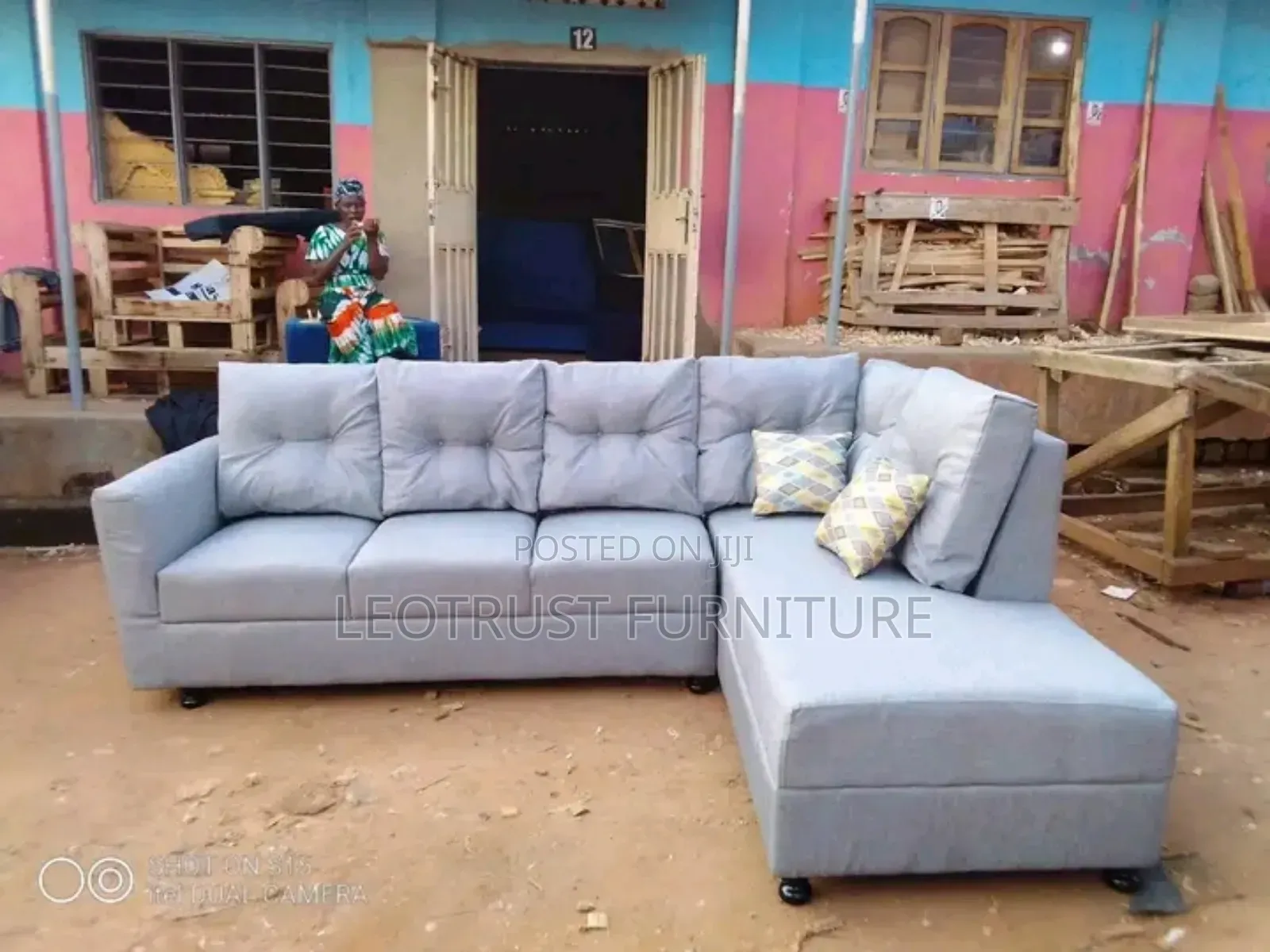 Light Grey Color L Shaped Sofa Set 