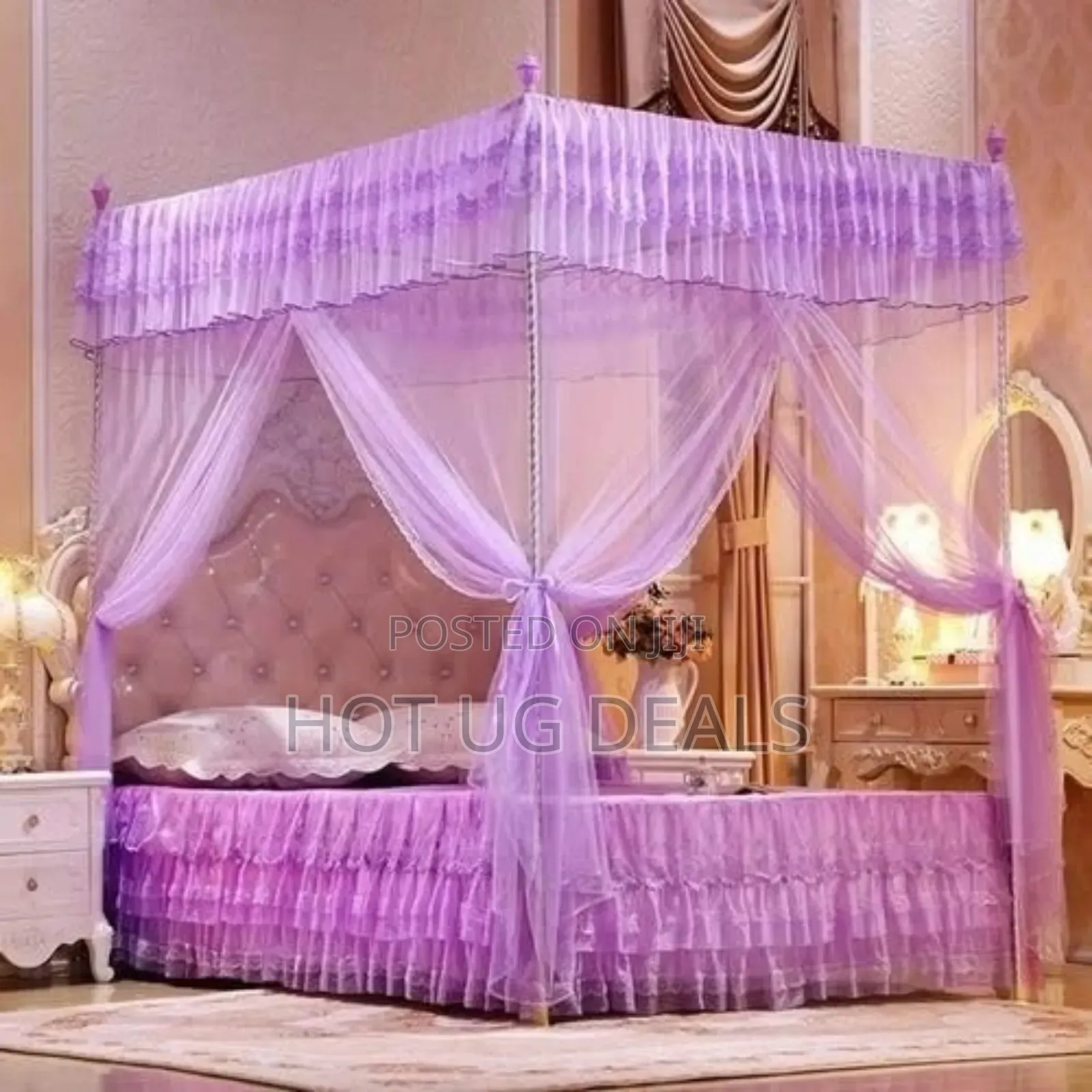 5x6 Mosquito Net With Stands Varying Design - Lightpurple