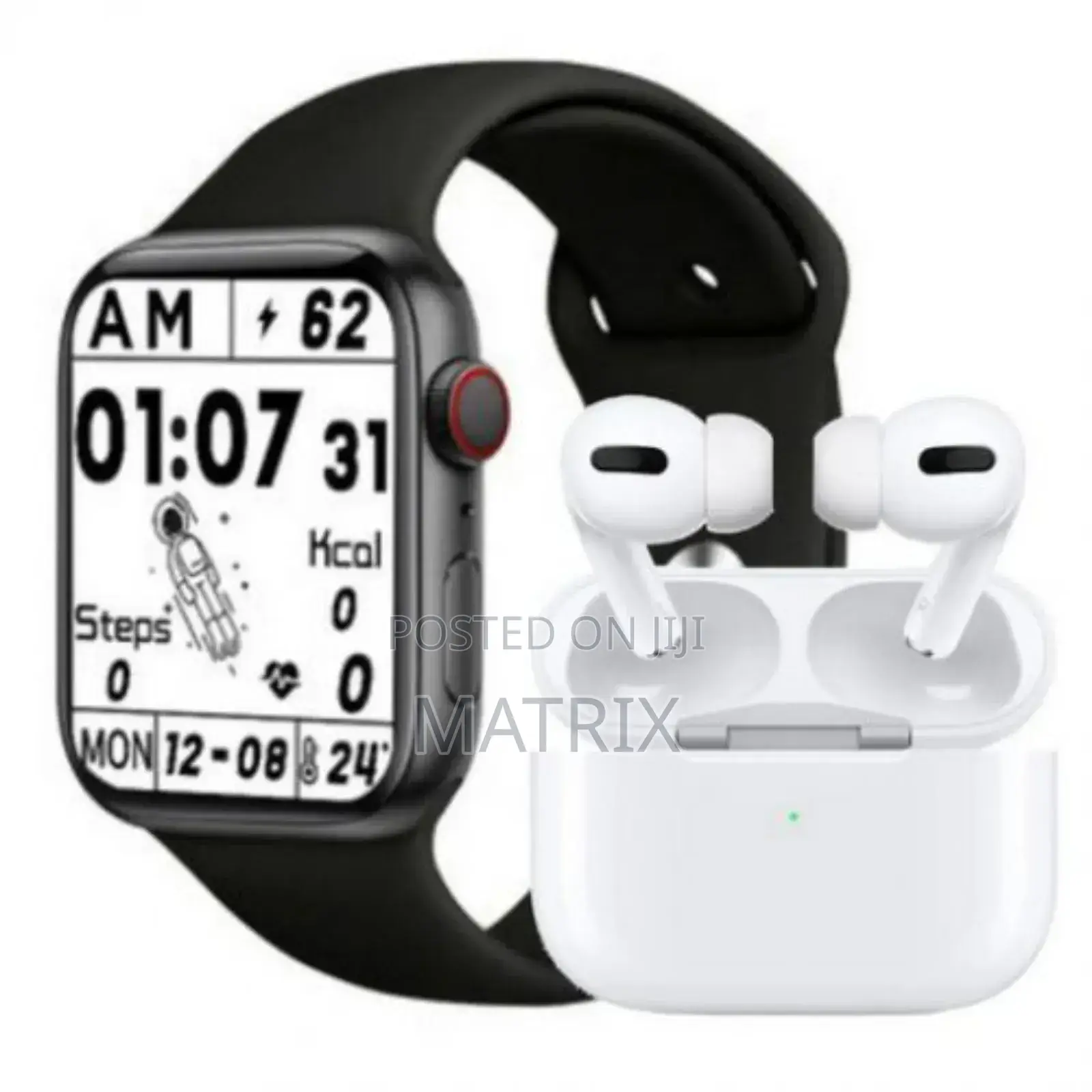 2 in 1 Headsets Bluetooth TWS and Smart Watch- Black/White