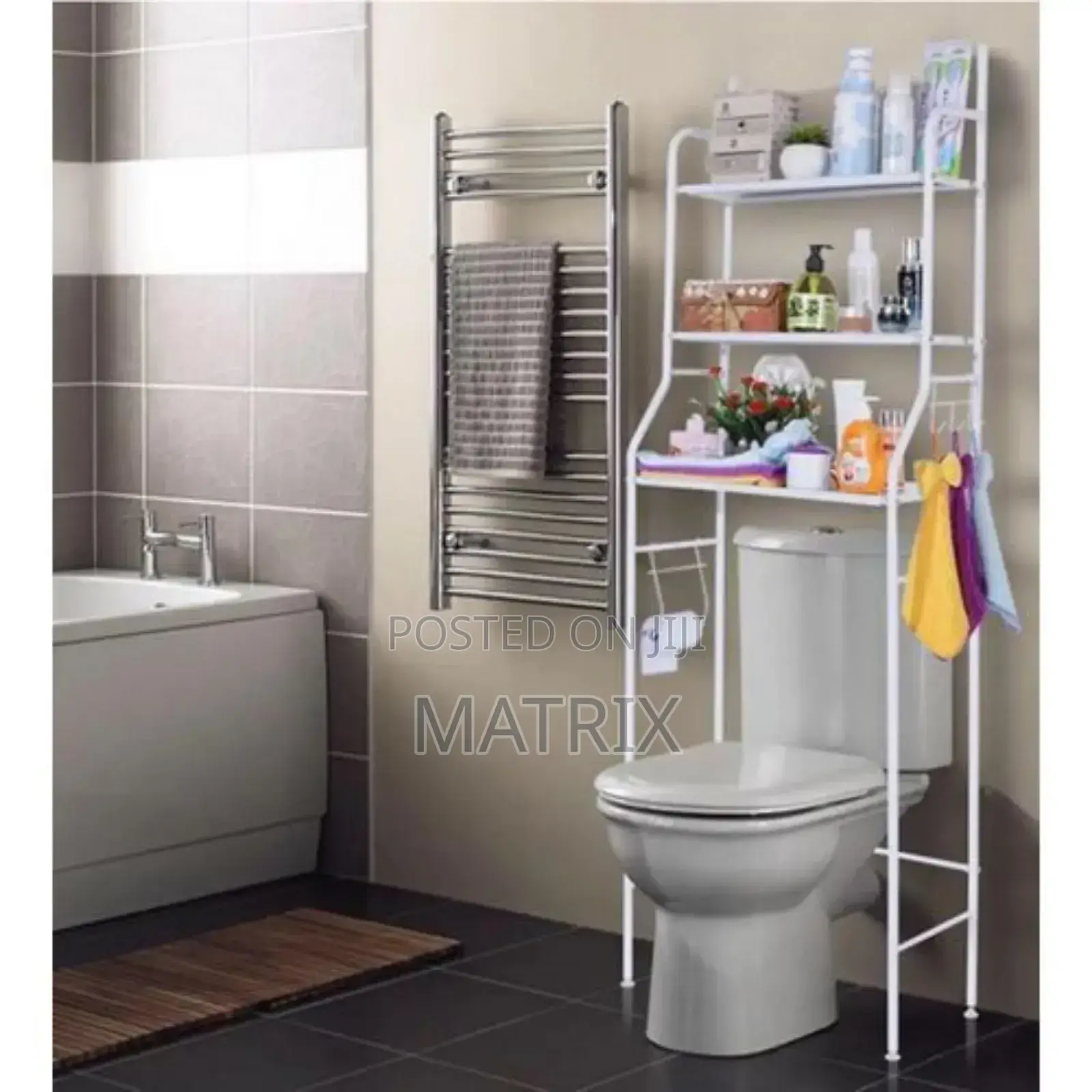 Bathroom Over Toilet Storage Rack Organizer-White