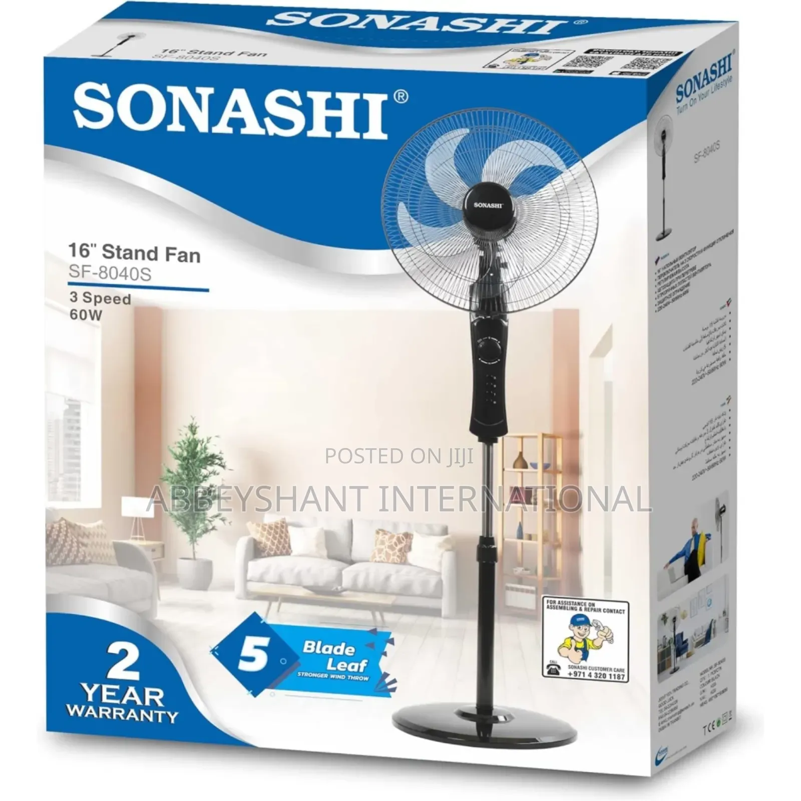 Stand Fan 3 Speed 16′′ Pedestal/Stand Fan Sonashi
