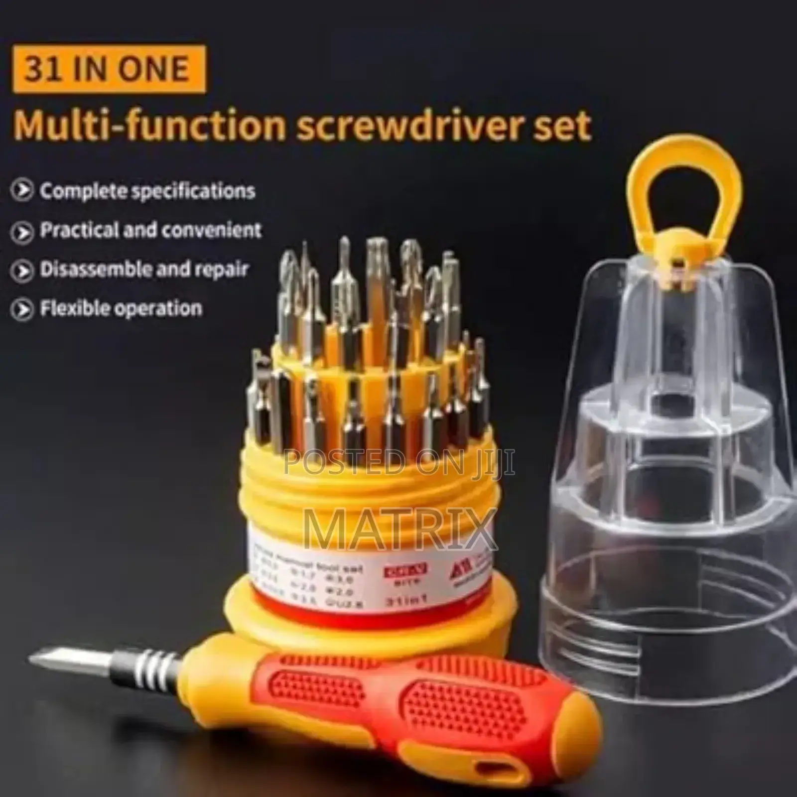 31 In 1 Magnetic Screw Driver Tool Set - Red,Yellow