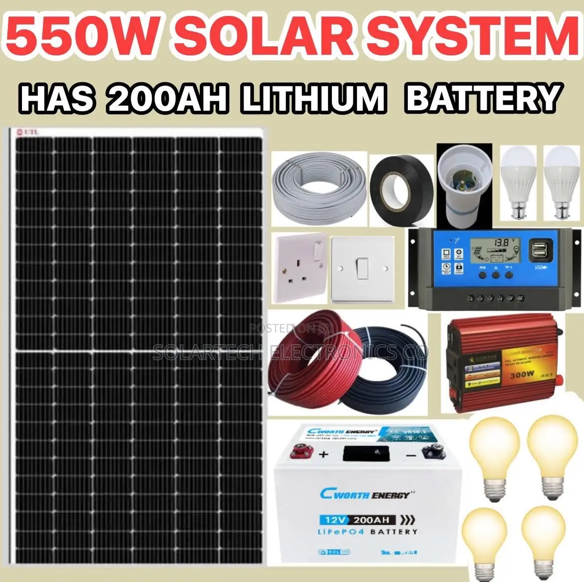 550w Solar Powered System Kit / Lithium Battery Storage