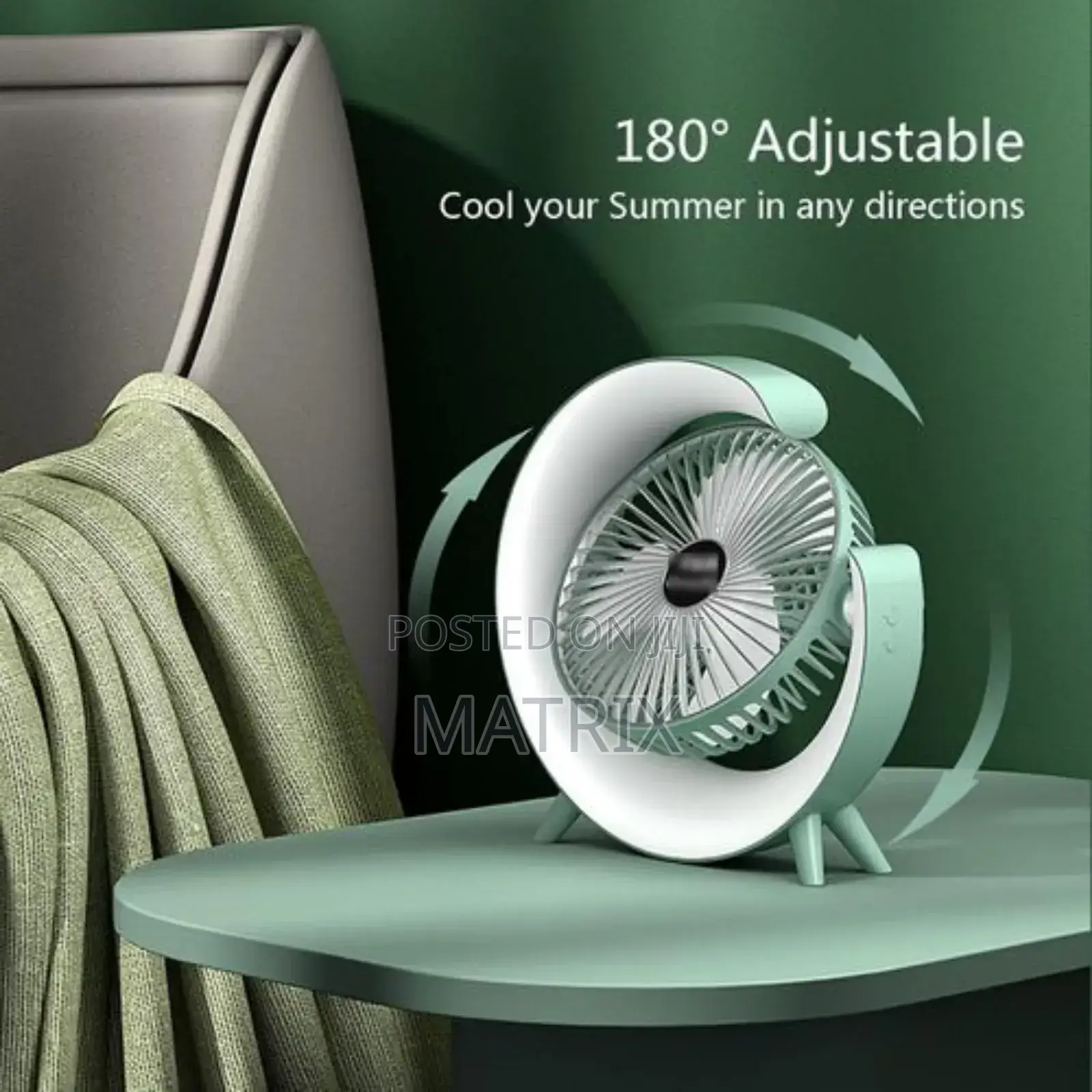 Rechargeable Small Fan With Night Light, Powerful Airflow