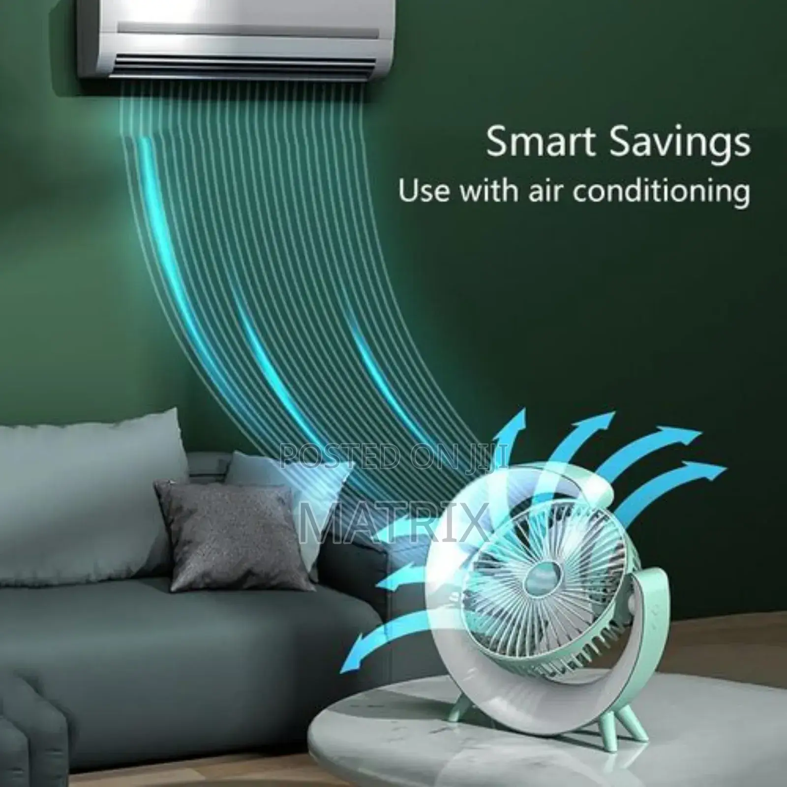 Rechargeable Small Fan With Night Light, Powerful Airflow
