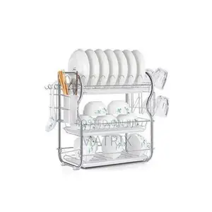 3 Layer Dish Rack Drainer - Sliver