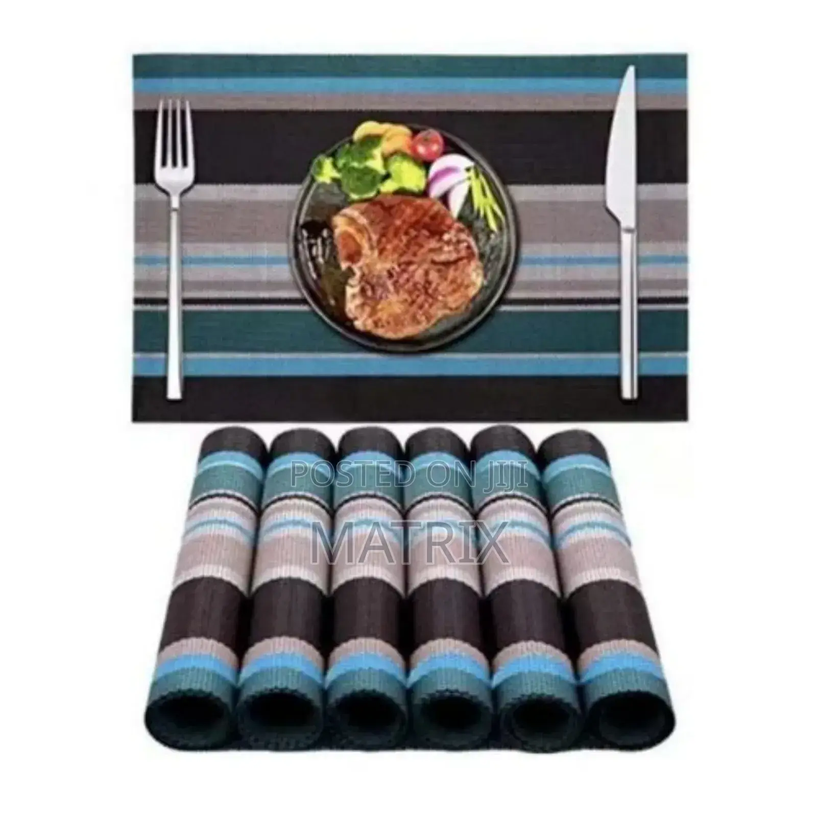 6 Pieces Of Table Mats With A Runner - Multicolor