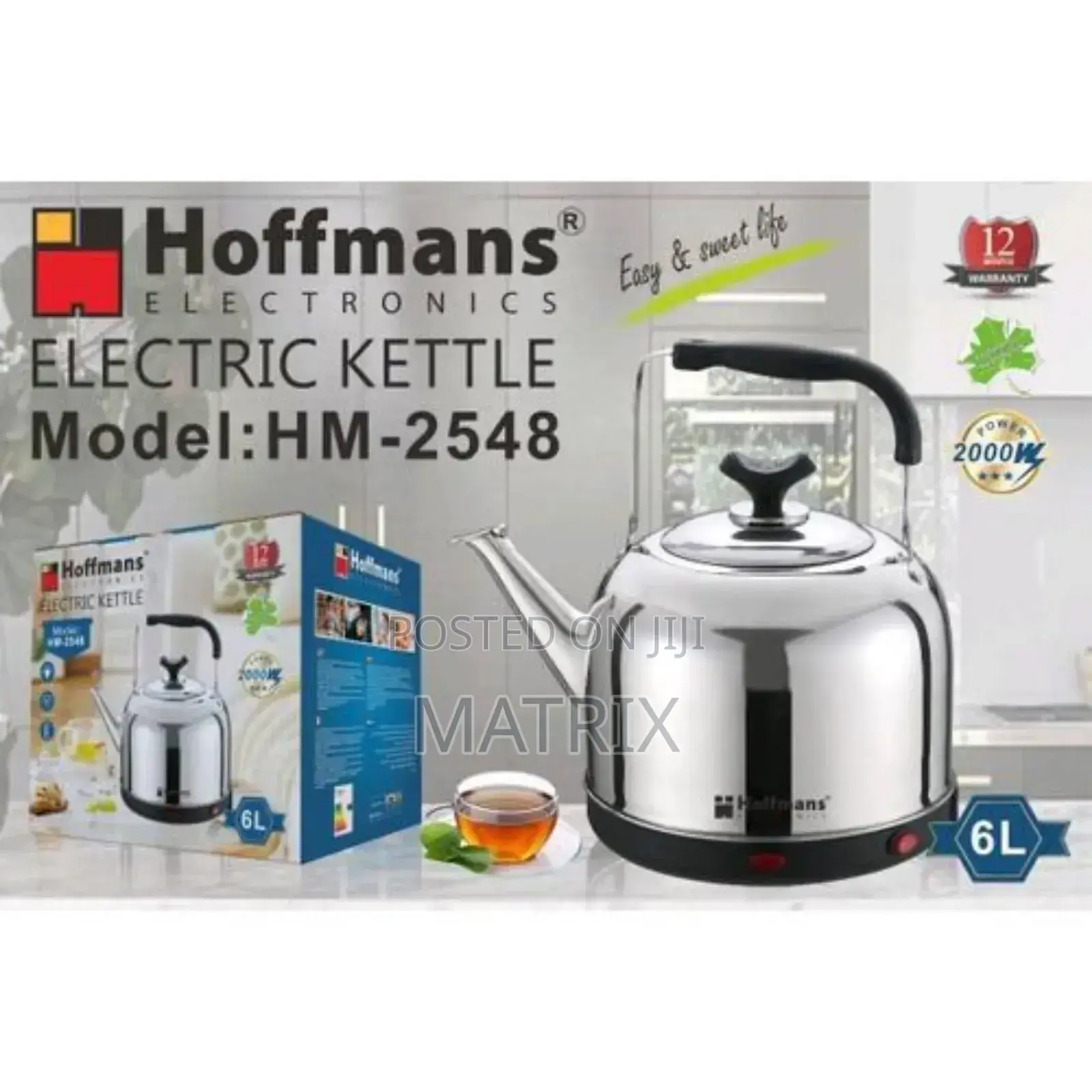 Hoffmans 6l Electric Kettle- Fast Boiling 6 Liters