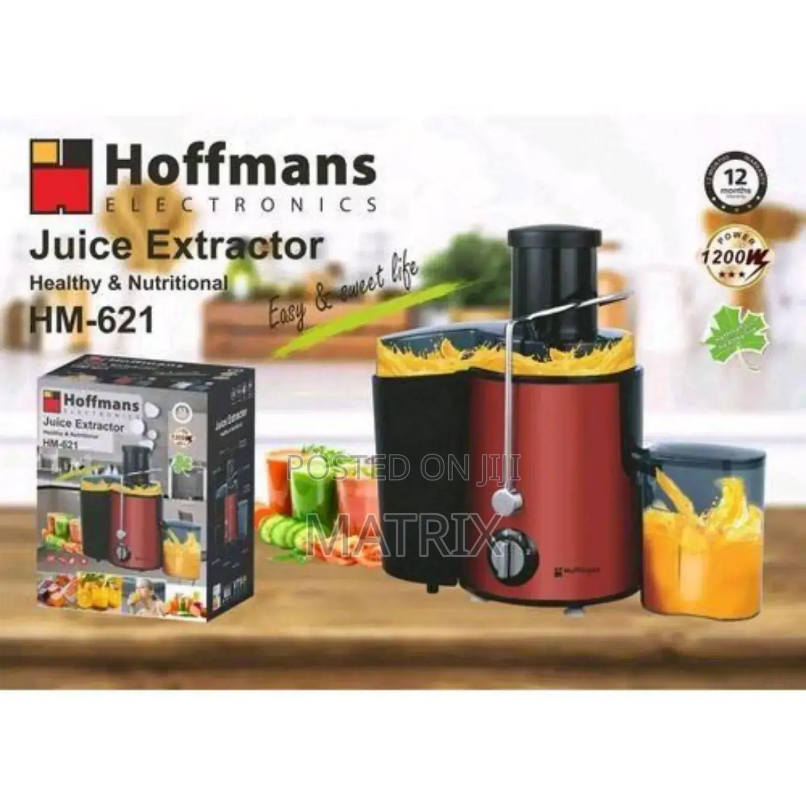 Hoffmans Electronic Juice Extractor 4 in 1 Model Hm 637 -Red