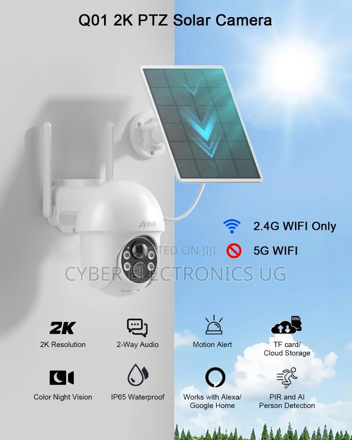 Solar Wireless Wifi Security Outdoor Camera